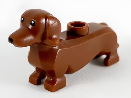 Собака Lego Dog, 53075pb01  Dachshund with Black Eyes and Nose Pattern U